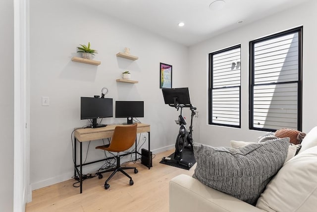 340 W 2nd St Unit 23, Boston, MA 02127 - home office with light wood-type flooring, baseboards, and recessed lighting