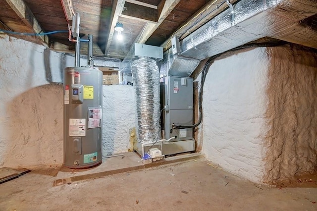 utility room with water heater