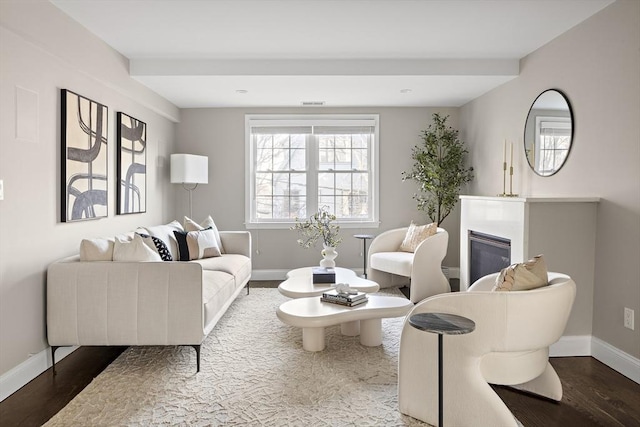 living room with hardwood / wood-style flooring