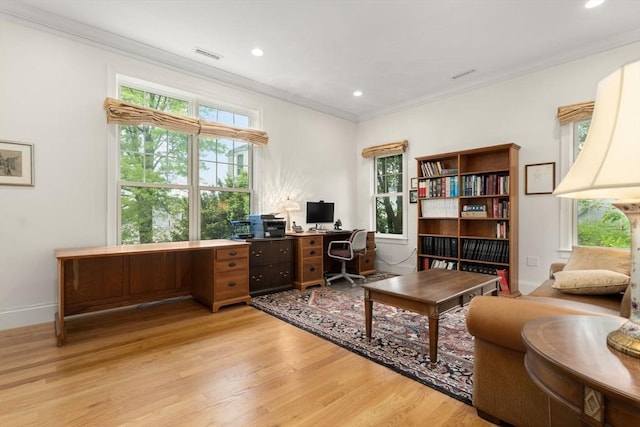 101 Waban St Unit 101, Newton, MA 02458 - office featuring light wood-style flooring, ornamental molding, recessed lighting, and baseboards