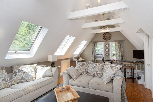 21 Flintlock Ridge Rd, Cohasset, MA 02025 - living area with a skylight, wood finished floors, and cooling unit