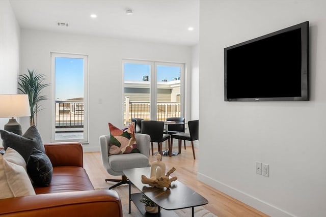 living room featuring light hardwood / wood-style floors