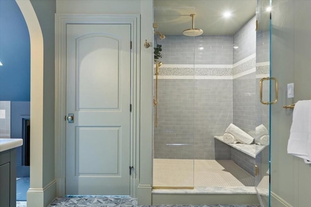 197 Winchester St Unit 197, Brookline, MA 02446 - bathroom featuring a stall shower and vanity