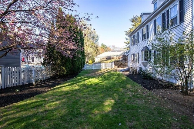 view of yard featuring a fenced backyard