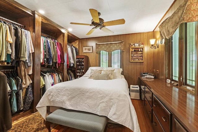 2 Rich Rd, Holliston, MA 01746 - bedroom featuring wood finished floors, wood walls, and a ceiling fan