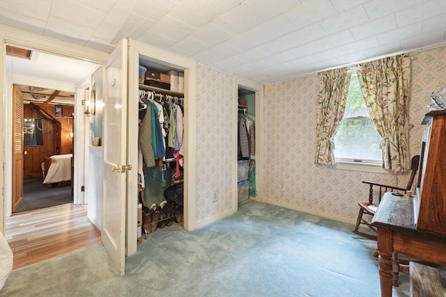 2 Rich Rd, Holliston, MA 01746 - carpeted bedroom featuring a closet and wallpapered walls