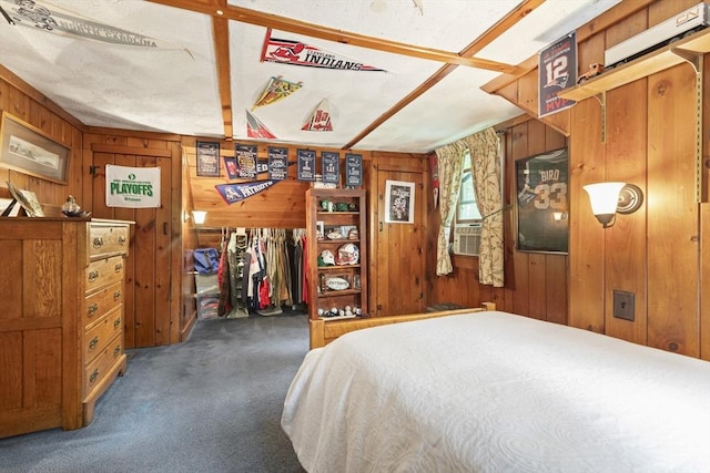 2 Rich Rd, Holliston, MA 01746 - bedroom with carpet, wooden walls, and cooling unit