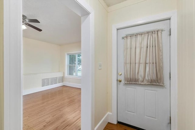 39-41 Arlington St, Methuen, MA 01844 - foyer entrance featuring a ceiling fan, wood finished floors, and baseboards
