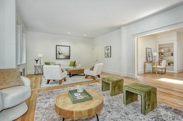 68 Parkman St Unit 3, Brookline, MA 02446 - living room featuring light wood-style flooring and recessed lighting