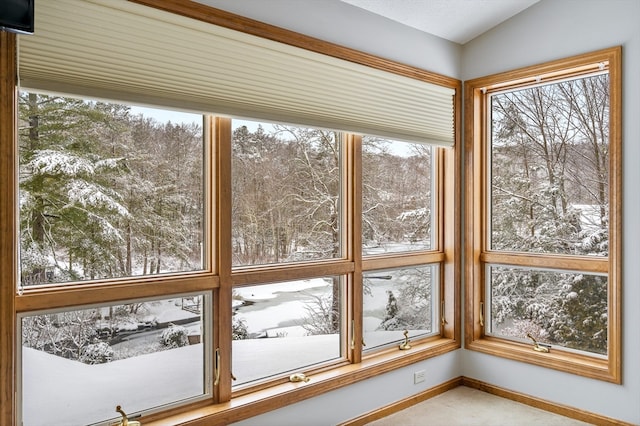 view of unfurnished sunroom