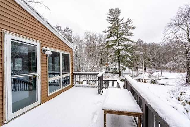 view of snow covered patio