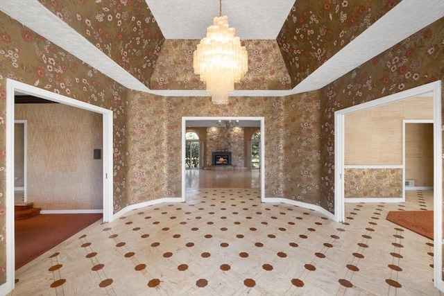 21 Wildewood Dr, Lynnfield, MA 01940 - interior space with wallpapered walls and a notable chandelier