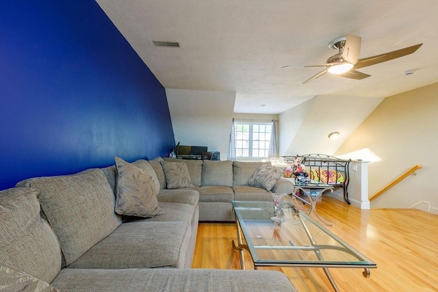 41 Whispering Pine Cir Unit 41, Worcester, MA 01606 - living room featuring a ceiling fan and wood finished floors