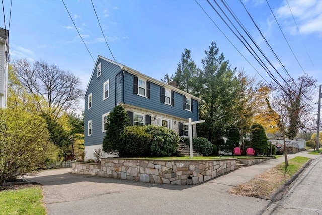 view of front of house with a chimney
