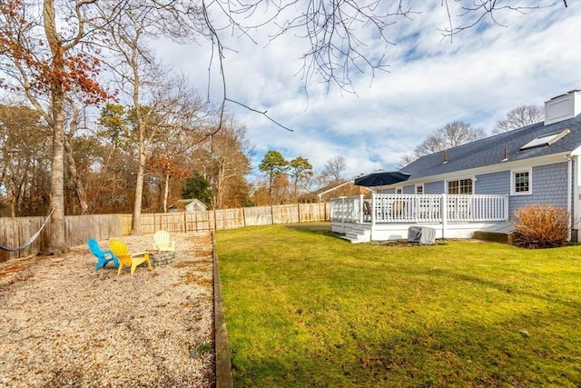 view of yard featuring a deck