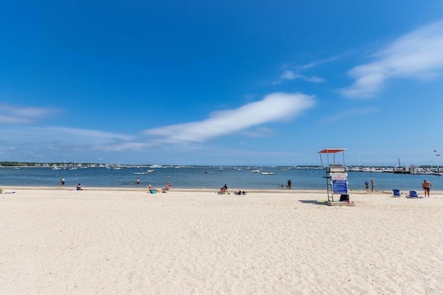 view of water feature featuring a view of the beach