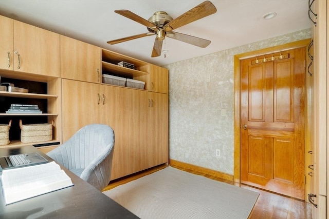 51 Burget Ave, Medford, MA 02155 - home office with ceiling fan, light wood finished floors, and baseboards