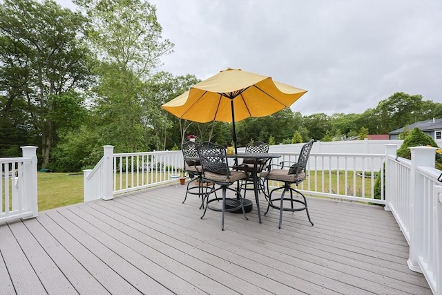 57 Hawes St, Wrentham, MA 02093 - wooden terrace featuring outdoor dining area and view of scattered trees