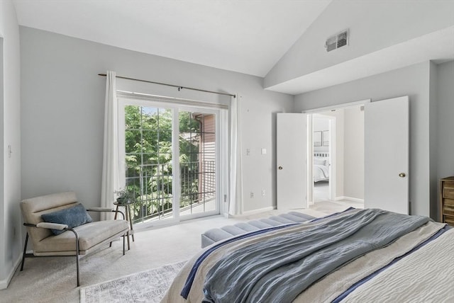 87 E Bluff Rd Unit 87, Ashland, MA 01721 - bedroom with access to exterior, light carpet, lofted ceiling, and baseboards