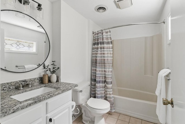87 E Bluff Rd Unit 87, Ashland, MA 01721 - full bathroom with vanity, toilet, tile patterned flooring, and shower / bath combo with shower curtain