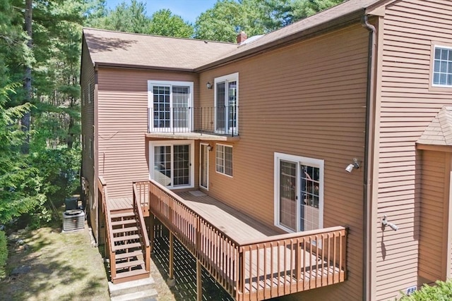87 E Bluff Rd Unit 87, Ashland, MA 01721 - rear view of property featuring stairs, central AC unit, and a deck