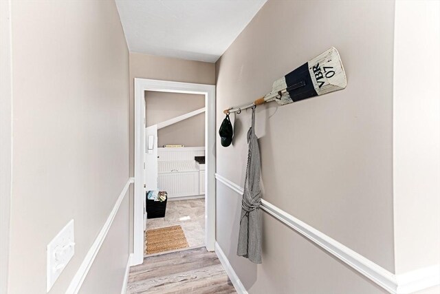 24 Park St, Bourne, MA 02559 - hallway featuring light wood finished floors