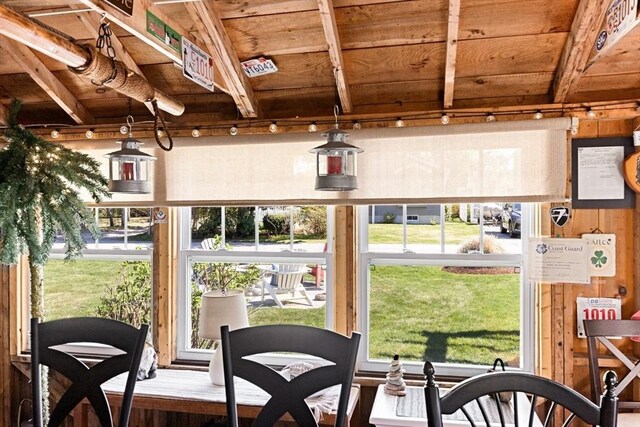 24 Park St, Bourne, MA 02559 - interior space featuring beamed ceiling and track lighting