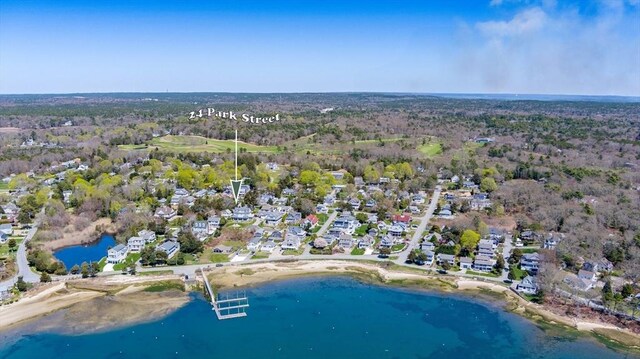 24 Park St, Bourne, MA 02559 - birds eye view of property featuring a water view and a residential view