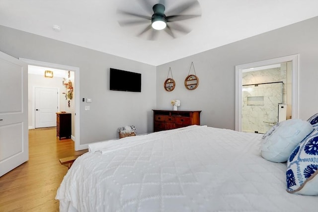 bedroom featuring ceiling fan and hardwood / wood-style floors