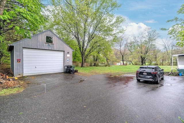 view of detached garage