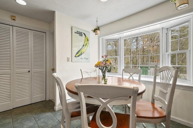 25 Cardigan Rd, Tewksbury, MA 01876 - dining space featuring baseboards, plenty of natural light, and dark tile patterned flooring