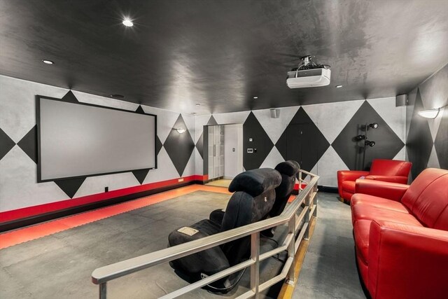 home theater with recessed lighting
