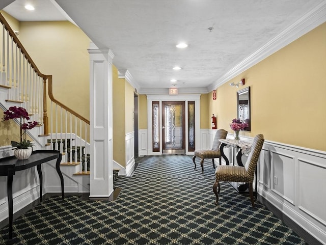 common area with stairs