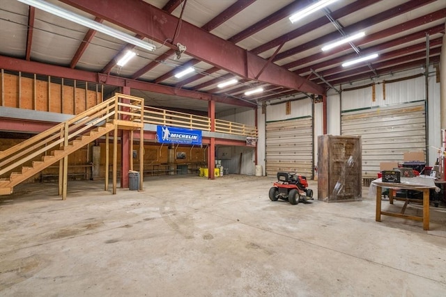 garage featuring a workshop area