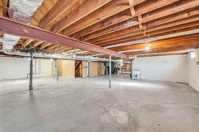 view of unfinished basement