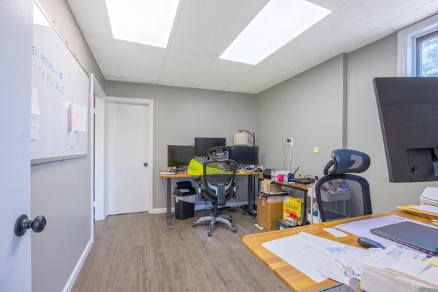 318 Newton St, South Hadley, MA 01075 - office featuring wood finished floors, a drop ceiling, and baseboards