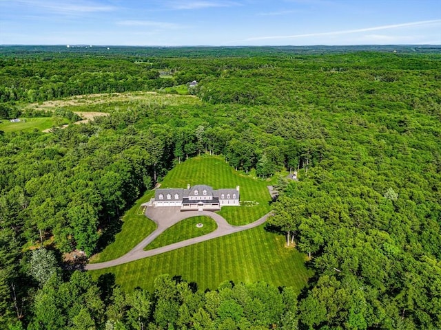 aerial view featuring a view of trees