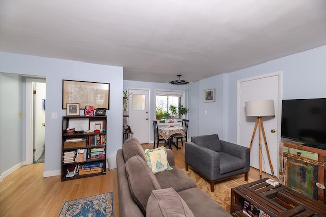 living room featuring light hardwood / wood-style floors