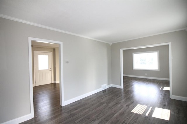23 Walnut St, Ludlow, MA 01056 - empty room with crown molding and dark wood-style floors
