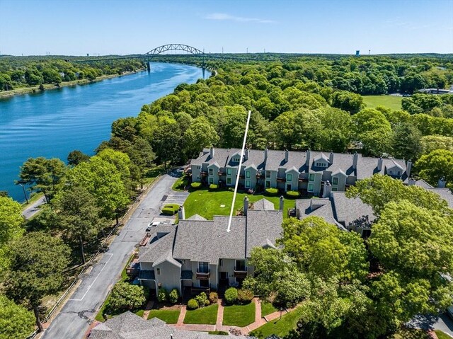 17 Ships Way Unit 17, Bourne, MA 02532 - aerial perspective of suburban area featuring a nearby body of water and a notable bridge