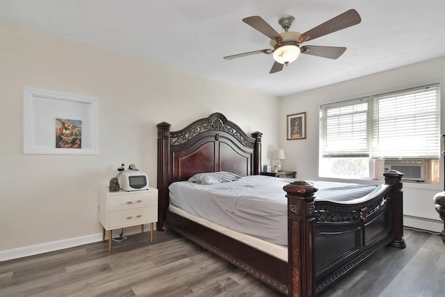 109 Macintosh Ln, Fitchburg, MA 01420 - bedroom featuring cooling unit, wood finished floors, ceiling fan, and a baseboard heating unit