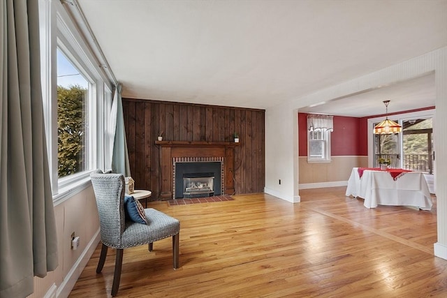 living area featuring light wood-type flooring