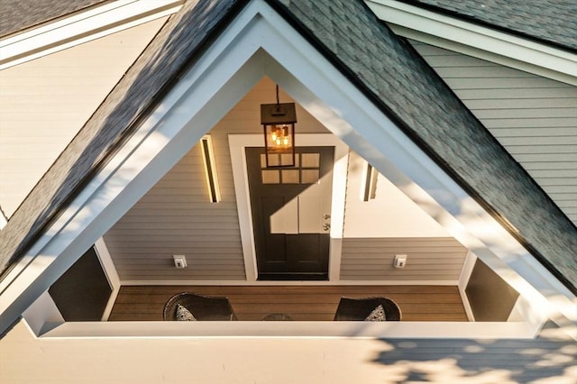 34 Walker St, Somerville, MA 02144 - property entrance featuring roof with shingles