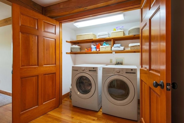15 Allen Hill Rd, Princeton, MA 01541 - clothes washing area featuring washer and dryer and light wood-type flooring
