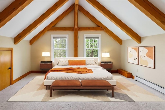 15 Allen Hill Rd, Princeton, MA 01541 - bedroom with a baseboard heating unit, light carpet, and baseboards