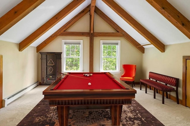 15 Allen Hill Rd, Princeton, MA 01541 - playroom with a baseboard radiator, carpet floors, and billiards table