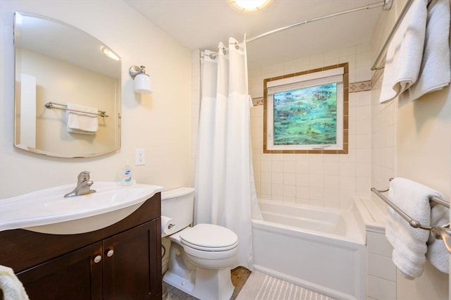 13 Smith Rd, Hingham, MA 02043 - bathroom with vanity, toilet, shower / tub combo with curtain, and tile patterned floors