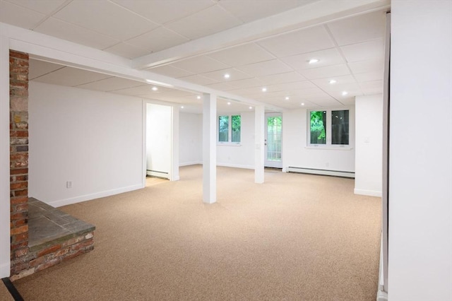 13 Smith Rd, Hingham, MA 02043 - below grade area featuring baseboard heating, light carpet, recessed lighting, and baseboards
