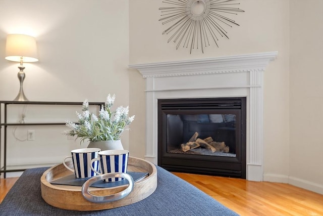 45 Augusta Way Unit 23, Chelmsford, MA 01863 - detailed view of wood finished floors, a glass covered fireplace, and baseboards