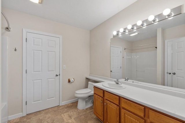 45 Augusta Way Unit 23, Chelmsford, MA 01863 - full bath with vanity, a shower, toilet, baseboards, and stone finish flooring